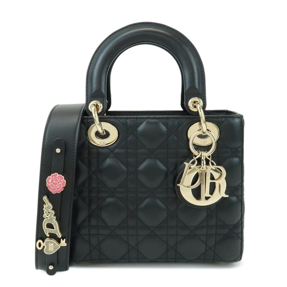 Christian Dior Cannage Lambskin Lady Dior My ABCDior Handbag Black